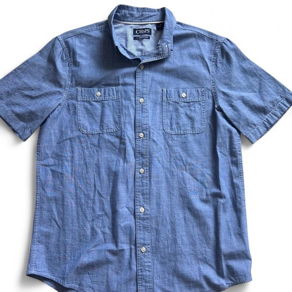 Chaps Men’s Classic-Fit Go Untucked Chambray Blue Size M, Perfect Condition - Picture 4 of 7